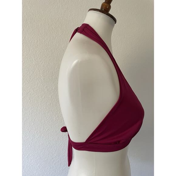 La Blanca Swim Bikini Top Plunge Triangle Cut Out Magenta Swimwear - Picture 4 of 7